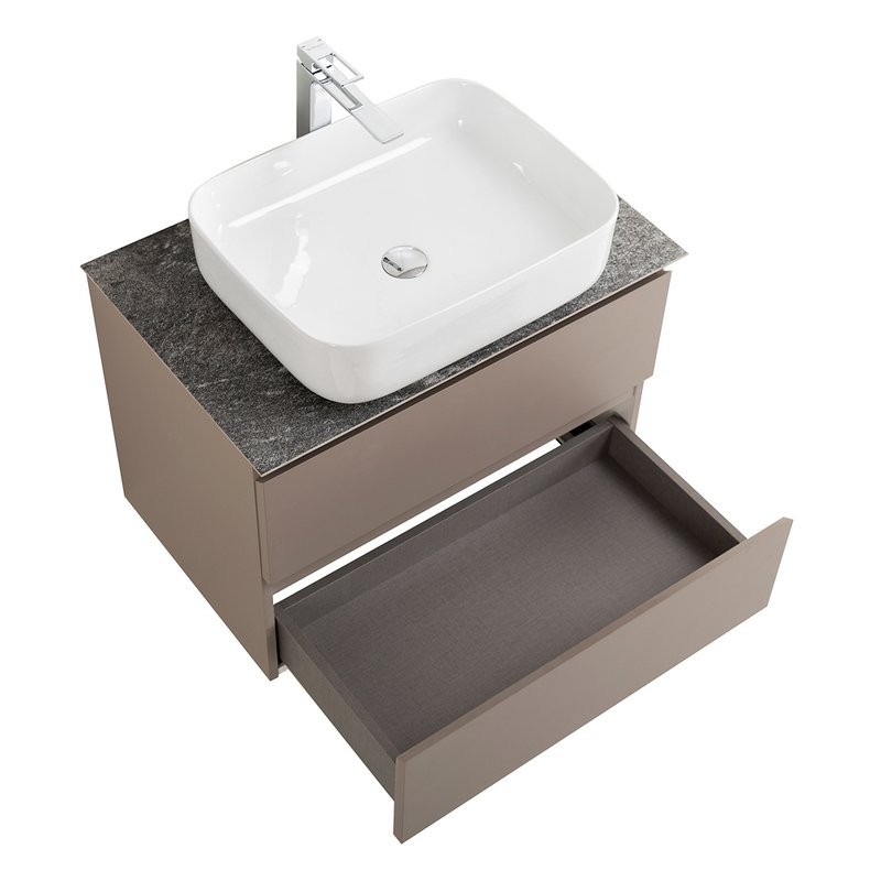 Тумба под раковину со столешницей BelBagno Kraft 70 подвесная, матовая бежевая, столешница kep-70-grn