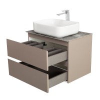 Тумба под раковину со столешницей BelBagno Kraft 70 подвесная, матовая бежевая, столешница kep-70-grn