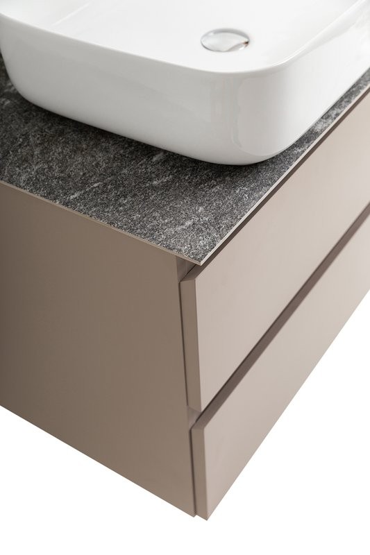 Тумба под раковину со столешницей BelBagno Kraft 70 подвесная, матовая бежевая, столешница kep-70-grn
