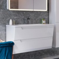 Тумба с раковиной Lemark Miano 100 белая глянцевая
