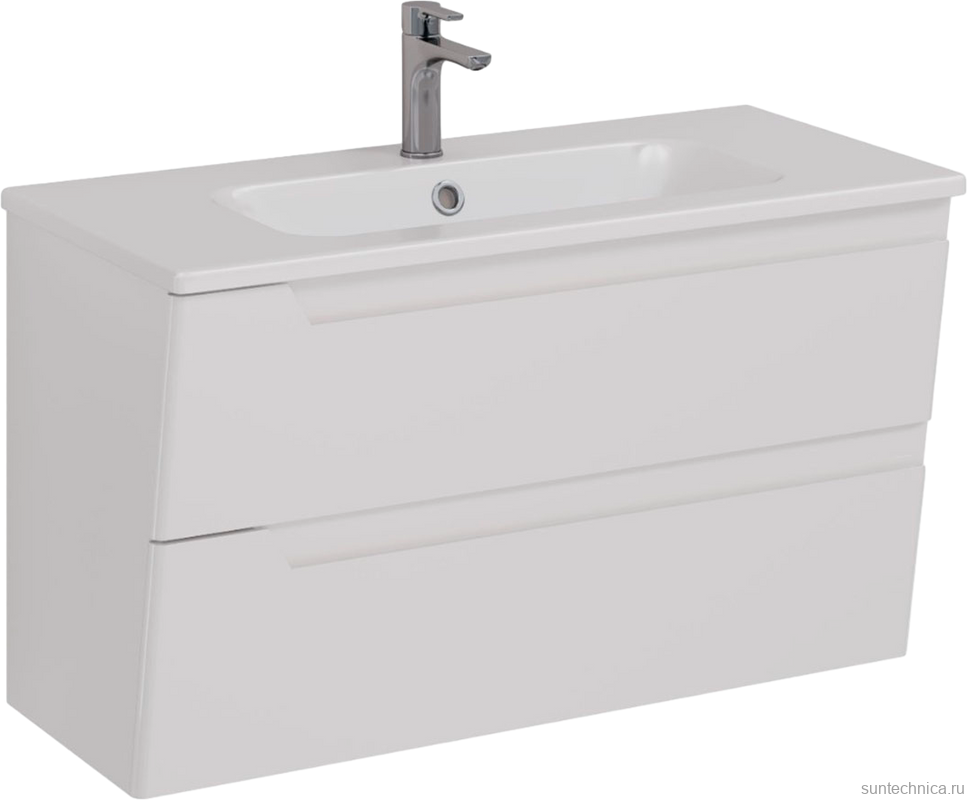 Тумба с раковиной Lemark Miano 100 белая глянцевая