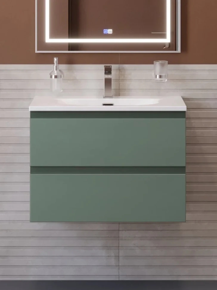 Тумба с раковиной BelBagno Kraft 60 подвесная, матовая еловая, раковина bb-8099-60