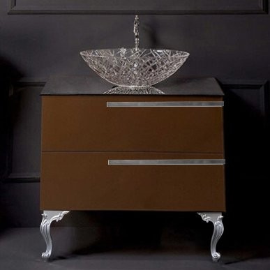 Тумба с раковиной Armadi Art NeoArt 80 шоколад с ручками Luce хром, с ножками