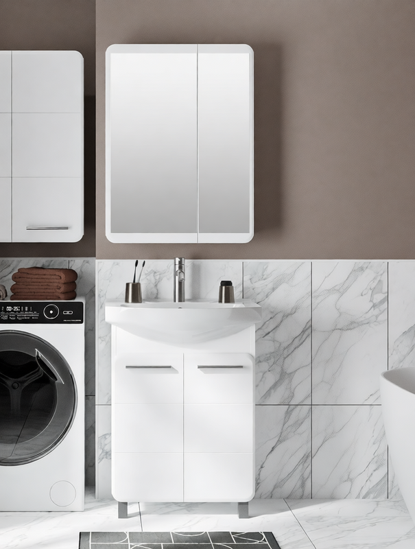 Мебель для ванной комнаты Runo Эрика 60 напольная, глянцевая белая