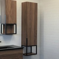 Шкаф пенал для ванной Comforty Равенна Лофт 35 дуб темно-коричневый