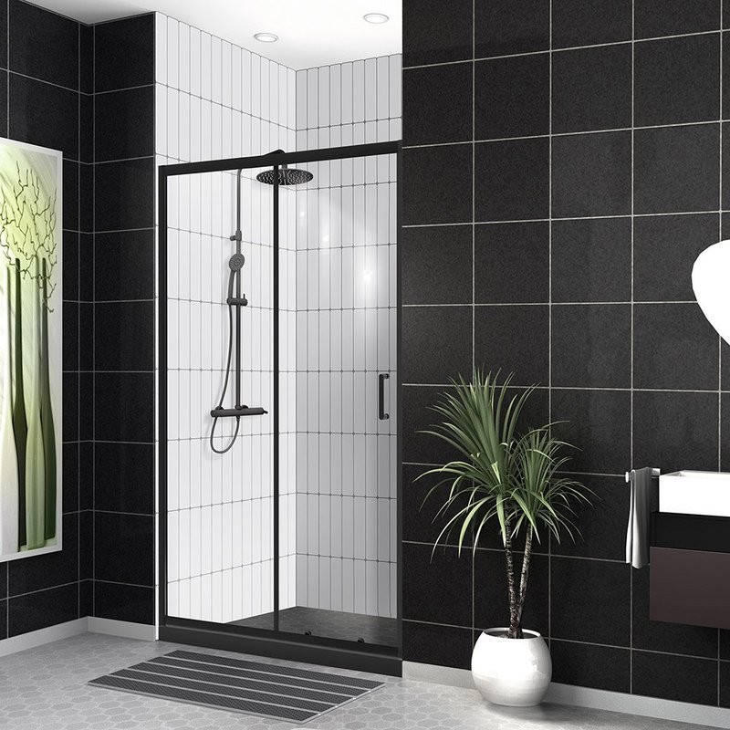 Душевая дверь в нишу BelBagno Uno -195 BF 1 120 C Nero профиль черный, стекло прозрачное