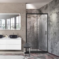 Душевая дверь в нишу BelBagno Uno -195 BF 1 120 C Nero профиль черный, стекло прозрачное