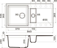 Комплект Мойка Omoikiri Sakaime 86-2-WH белая + Измельчитель Nagare slim 1250-AZ azur blue
