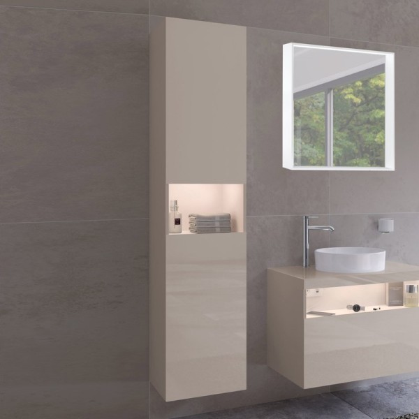 Шкаф пенал для ванной Keuco Stageline 32831 L, кашемир, с подсветкой