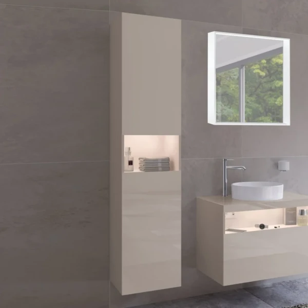 Шкаф пенал для ванной Keuco Stageline 32831 L, кашемир, с подсветкой