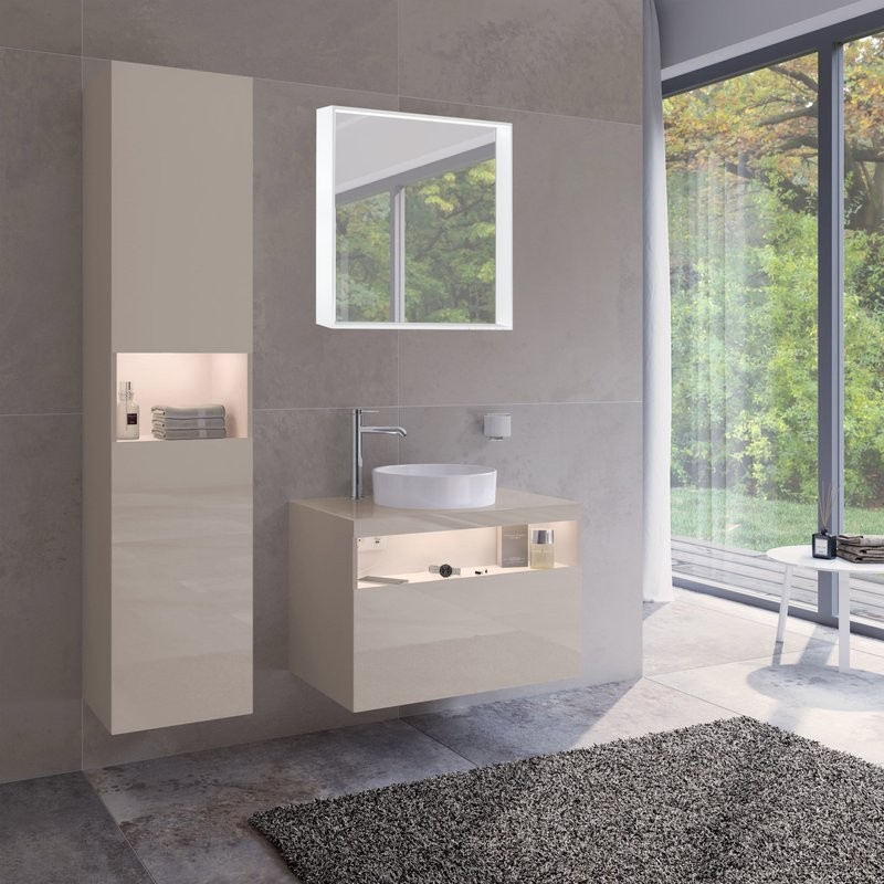 Шкаф пенал для ванной Keuco Stageline 32831 L, кашемир, с подсветкой