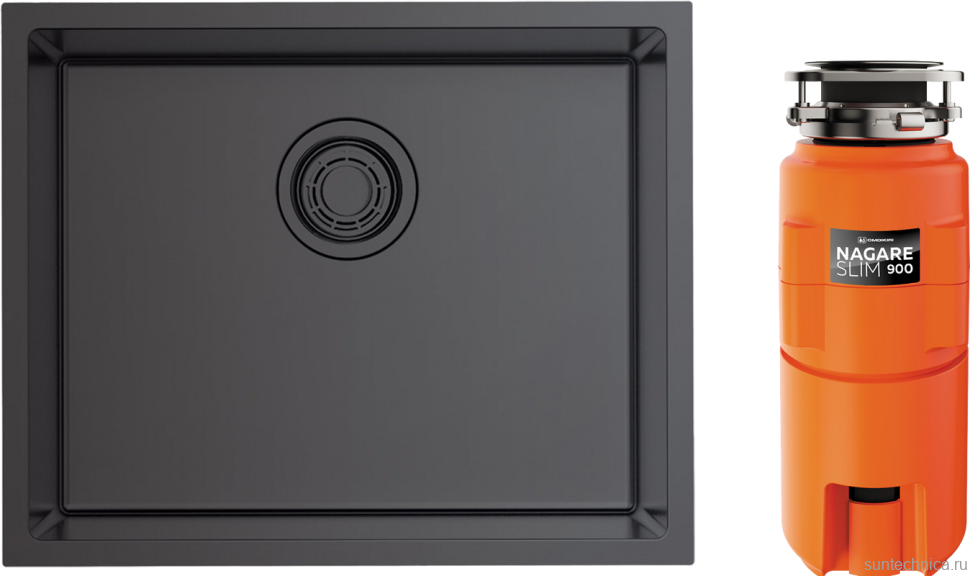 Комплект Мойка Omoikiri TADZAVA 54-U/I-Ultra вороненая сталь + Измельчитель Nagare slim 900