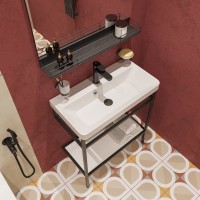 Консоль с раковиной STWORKI Эстфолл 70, черный муар 11070-KL