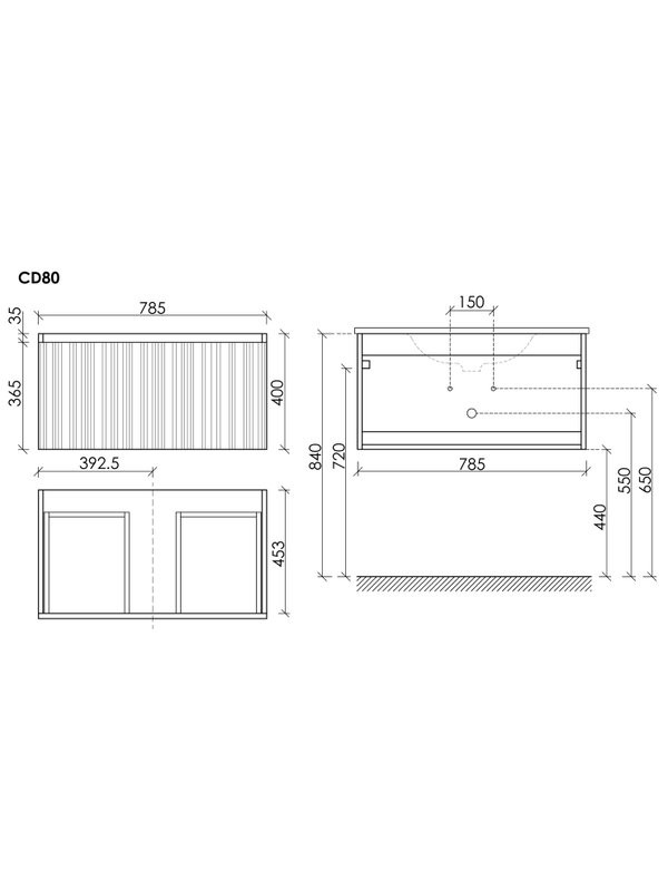 Тумба с раковиной Sancos Code 80 подвесная, белая