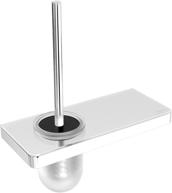 Ершик Lemark Glass line 9761031 с полкой, хром, белый