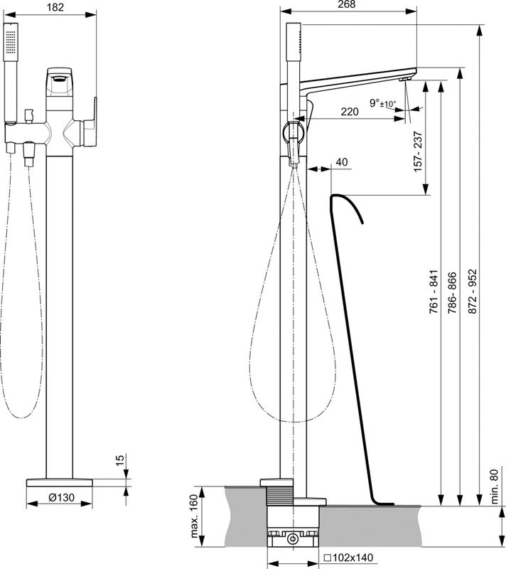 Напольный смеситель для ванны с душем Ideal Standard Tonic II A6347XG silk black