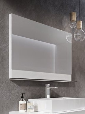 Зеркало Ravak Formy 120 глянцевое белое, с полкой