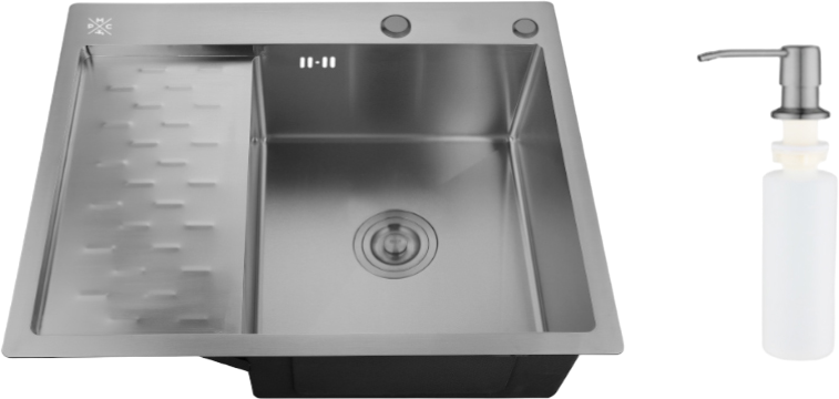 Мойка кухонная РМС MRK-6350BL-R c дозатором, графит