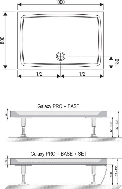 Поддон для душа Ravak Galaxy Pro Flat Gigant Pro 100х80 с сифоном
