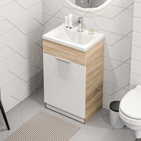 Тумба с раковиной 1MarKa Revo 50Н белая, дуб сонома