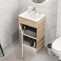 Тумба с раковиной 1MarKa Revo 50Н белая, дуб сонома