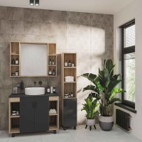 Тумба с раковиной Grossman Флай 100 со столешницей, дуб сонома, серая