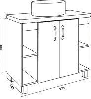 Тумба с раковиной Grossman Флай 100 со столешницей, дуб сонома, серая