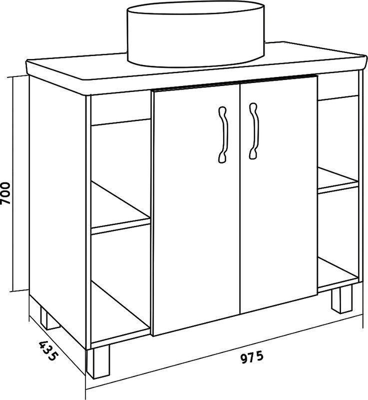 Тумба с раковиной Grossman Флай 100 со столешницей, дуб сонома, серая