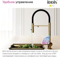 Смеситель для кухни IDDIS Ace ACEMGFFi05 матовое золото, с гибким изливом