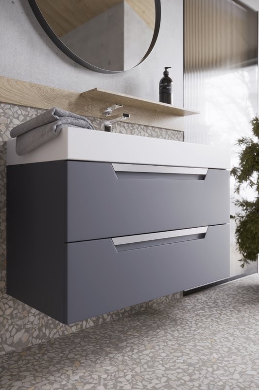 Мебель для ванной комнаты Aqwella Cube 90 серая матовая