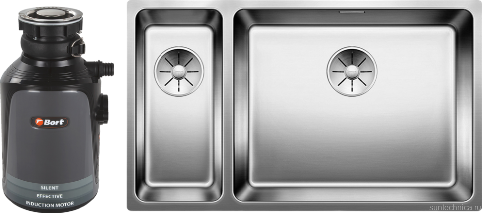 Комплект Мойка Blanco Andano 500/180-U R + Измельчитель Bort Alligator