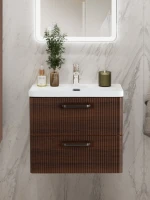 Тумба с раковиной BelBagno Due 60 ручки матовый темный никель, noce