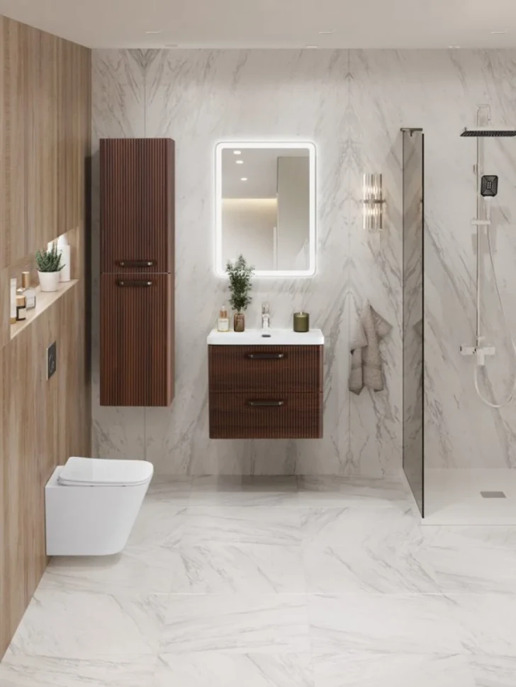 Тумба с раковиной BelBagno Due 60 ручки матовый темный никель, noce