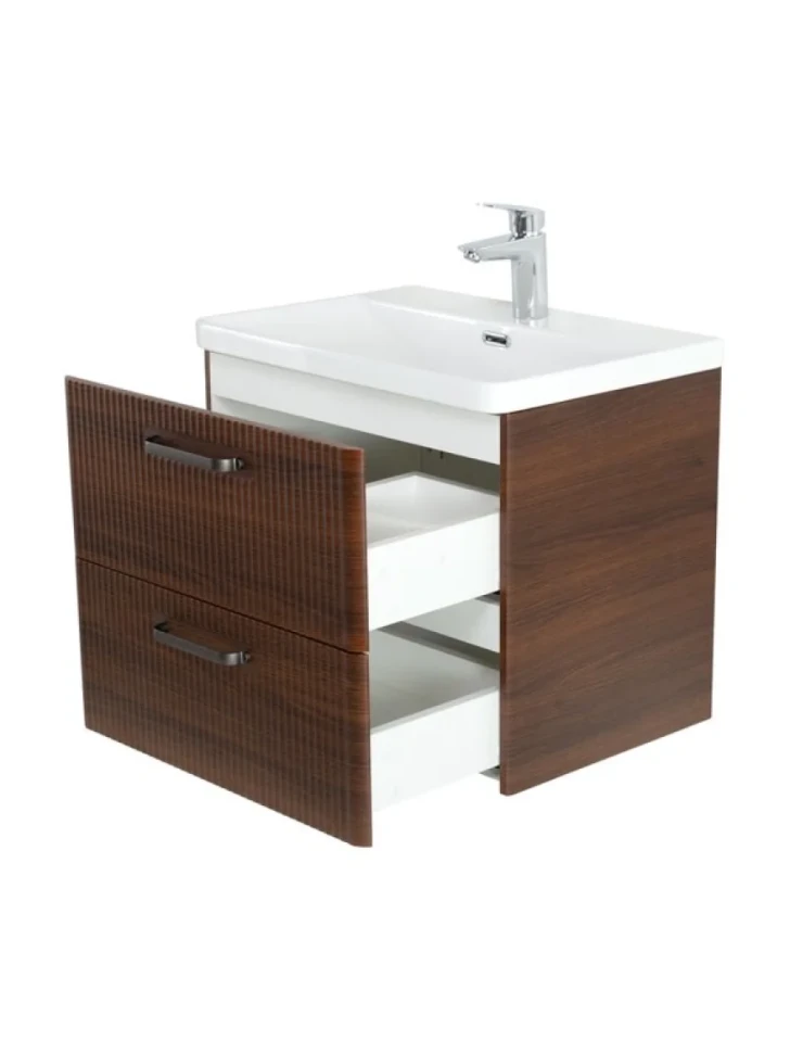 Тумба с раковиной BelBagno Due 60 ручки матовый темный никель, noce