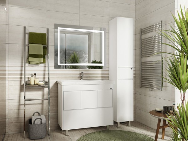 Шкаф пенал для ванной Misty Алиса 35 R, белый, с ящиком