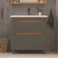 Тумба с раковиной SanStar Diva 70 напольная, дуб вотан, графит софт, раковина Como