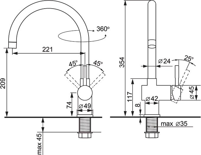 Смеситель для кухни Ulgran Quartz UQ-021 платина