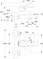 Смеситель для ванны с душем Cersanit Moduo 64097 Смеситель для ванны с душем Cersanit Moduo 64097