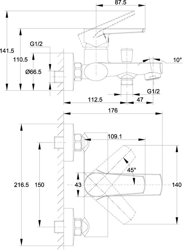 Смеситель для ванны с душем Cersanit Moduo 64097