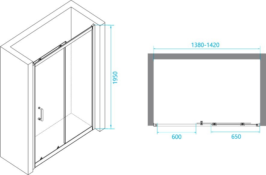 Душевой уголок RGW Passage PA-14B+120 см (138-142)х120х195, профиль черный матовый, стекло прозрачное