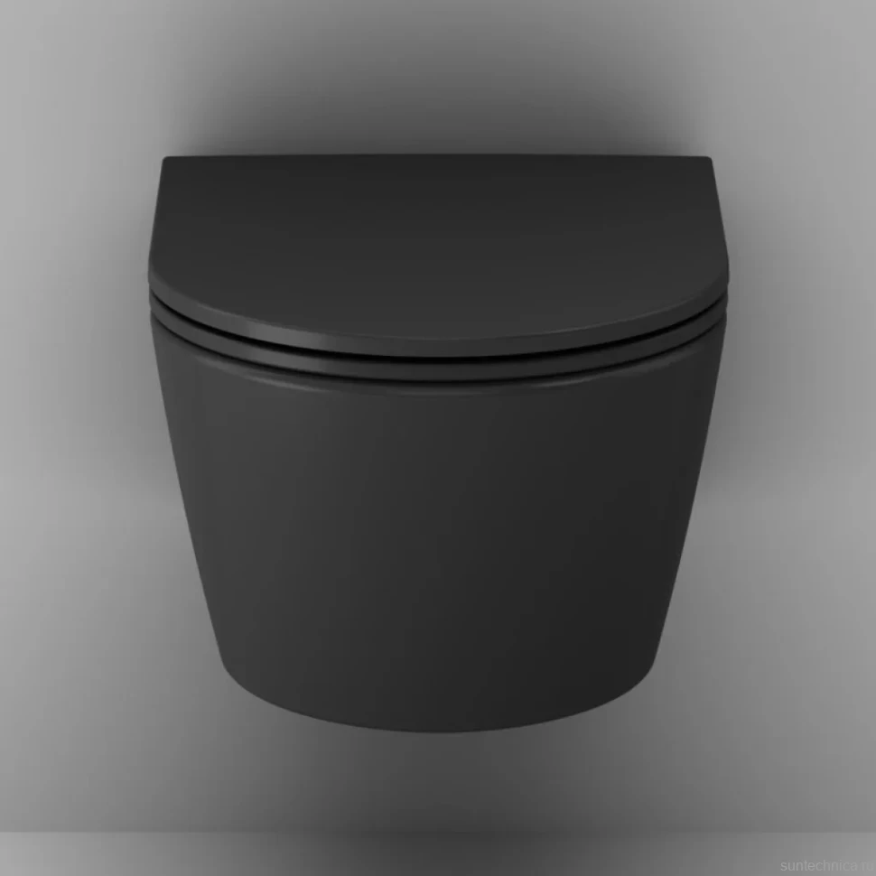 Комплект Унитаз подвесной AM.PM Func C8F1700MBSC безободковый, с микролифтом, матовый черный + Крепления Geberit Duofix 111.815.00.1 к стене + Звукоизоляция + Инсталляция UP 320 111.300.00.5 + Кнопка Sigma 01 115.770.DW.5 черная