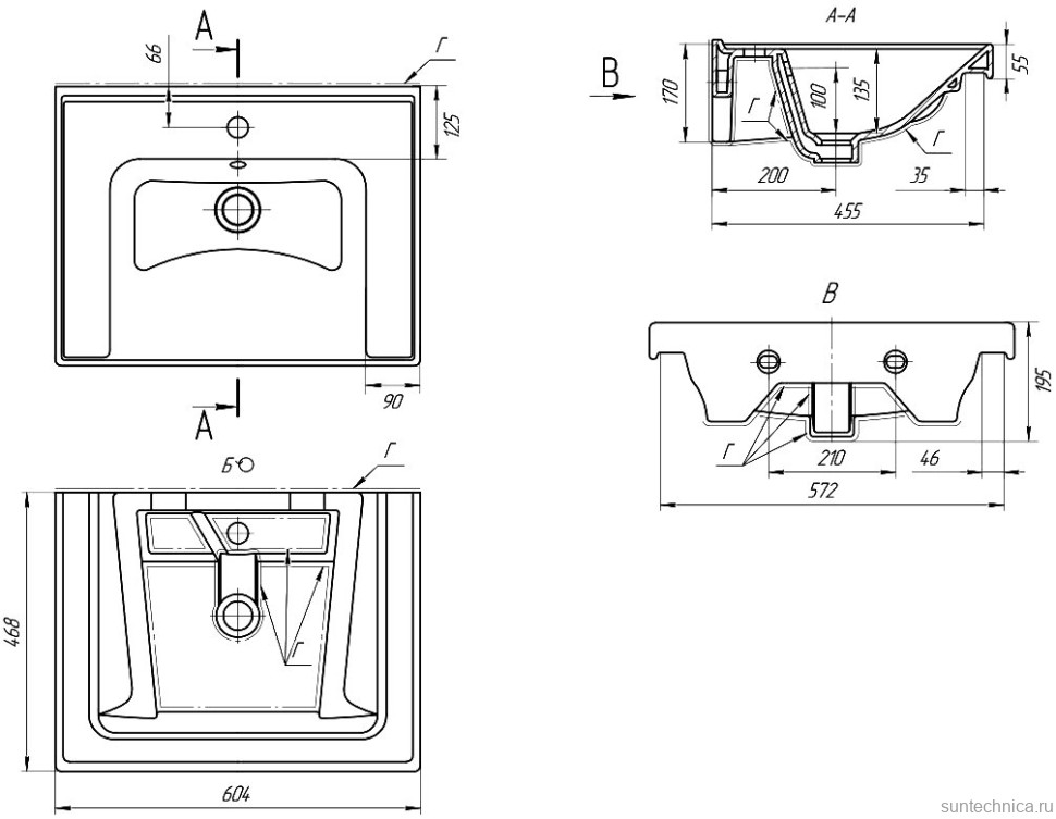 Тумба с раковиной Art&Max Techno 60 бетон лофт