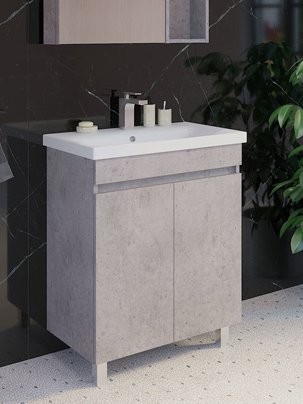Тумба с раковиной Comforty Осло 70НД напольная, светлый бетон