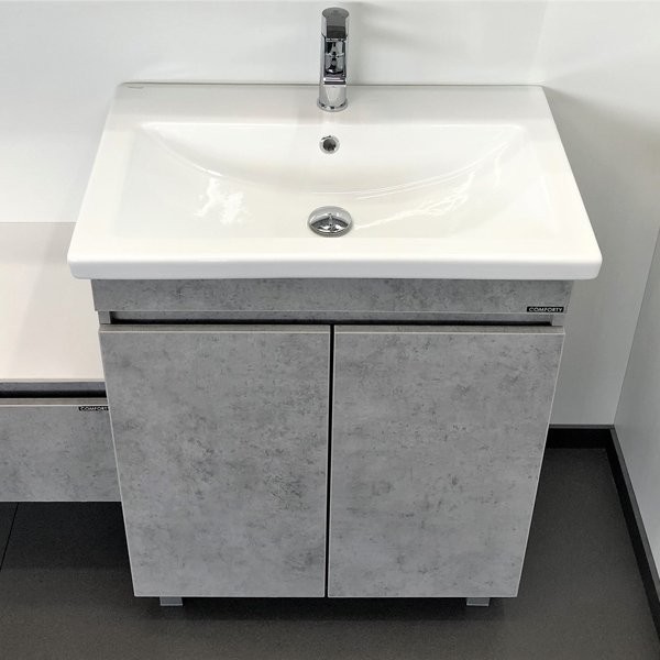 Тумба с раковиной Comforty Осло 70НД напольная, светлый бетон