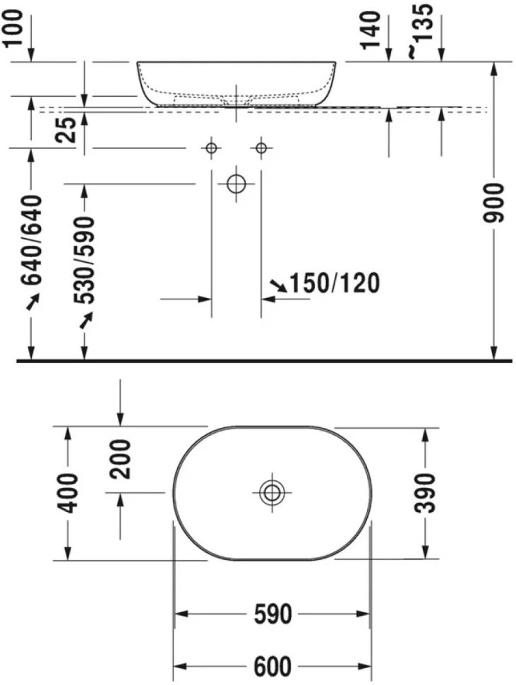 Накладная раковина Duravit Luv 0379600000 60см
