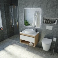 Тумба с раковиной Teymi Ritta 65 дуб эврика, матовая белая, раковина Lina D41