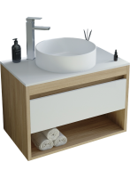 Тумба с раковиной Teymi Ritta 65 дуб эврика, матовая белая, раковина Lina D41