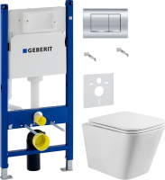 Комплект Унитаз подвесной BelBagno Ardente-R BB520CHR безободковый + Крышка BB2322SC с микролифтом + Инсталляция Geberit Duofix Delta 458.163.21.1 с кнопкой смыва, хром + Звукоизоляция