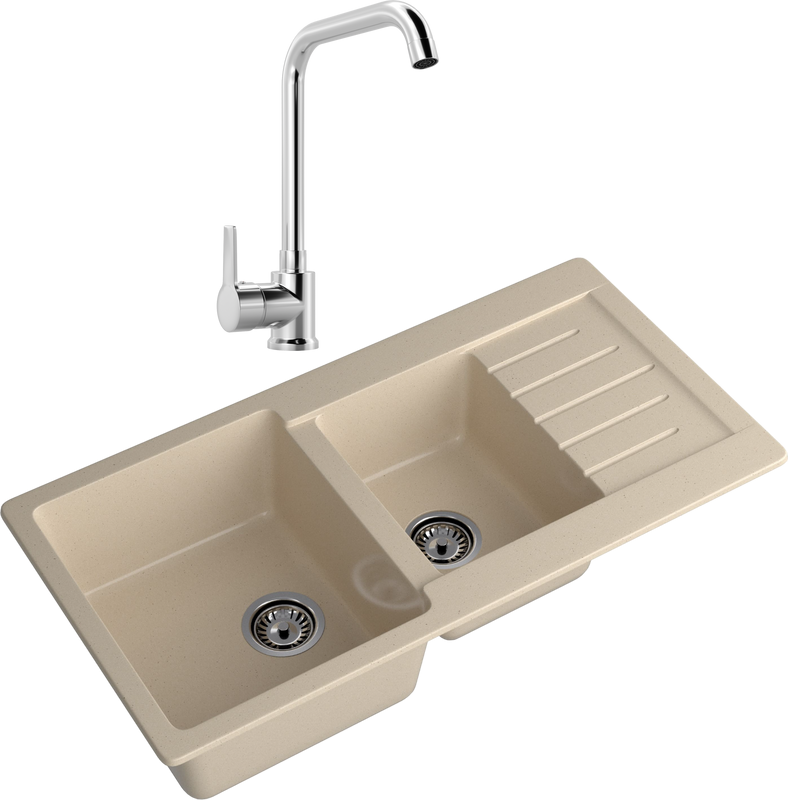 Комплект Мойка GranFest Practik P-980KL кашемир + Смеситель MEGA Ege MG-PL10 хром