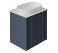 Тумба под раковину со столешницей La Fenice Terra Twin Blu Grigio 60 подвесная, синяя матовая, столешница белый мрамор